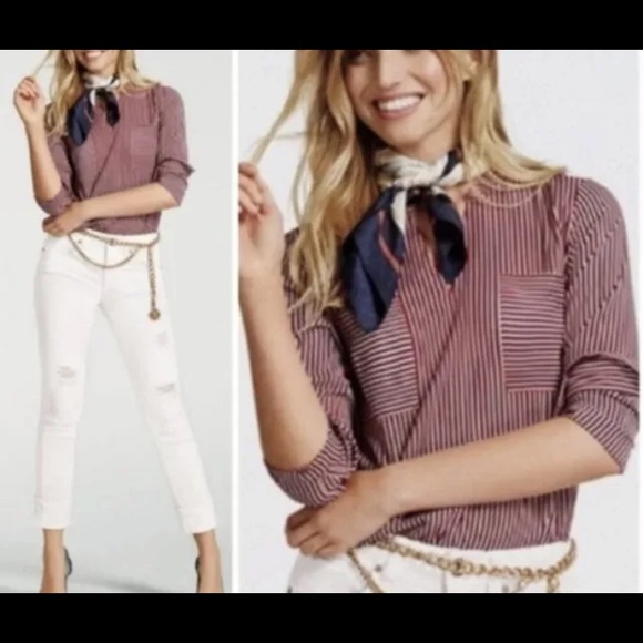 Cabi Patriot Stripe V Neck Blouse, size small - Picture 2 of 5